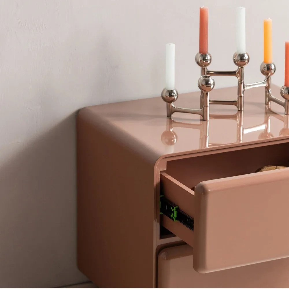 Розово гланцово нощно шкафче Lustra – WOOOD