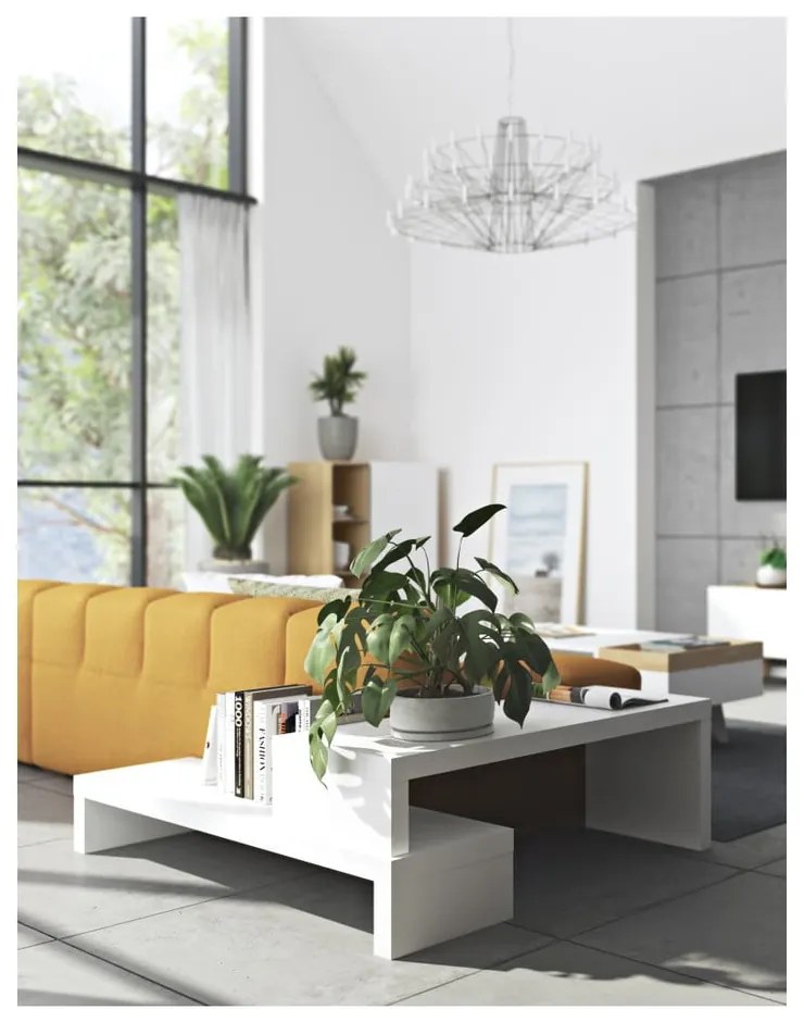 Бяла променлива маса за телевизор орех Cliff - TemaHome