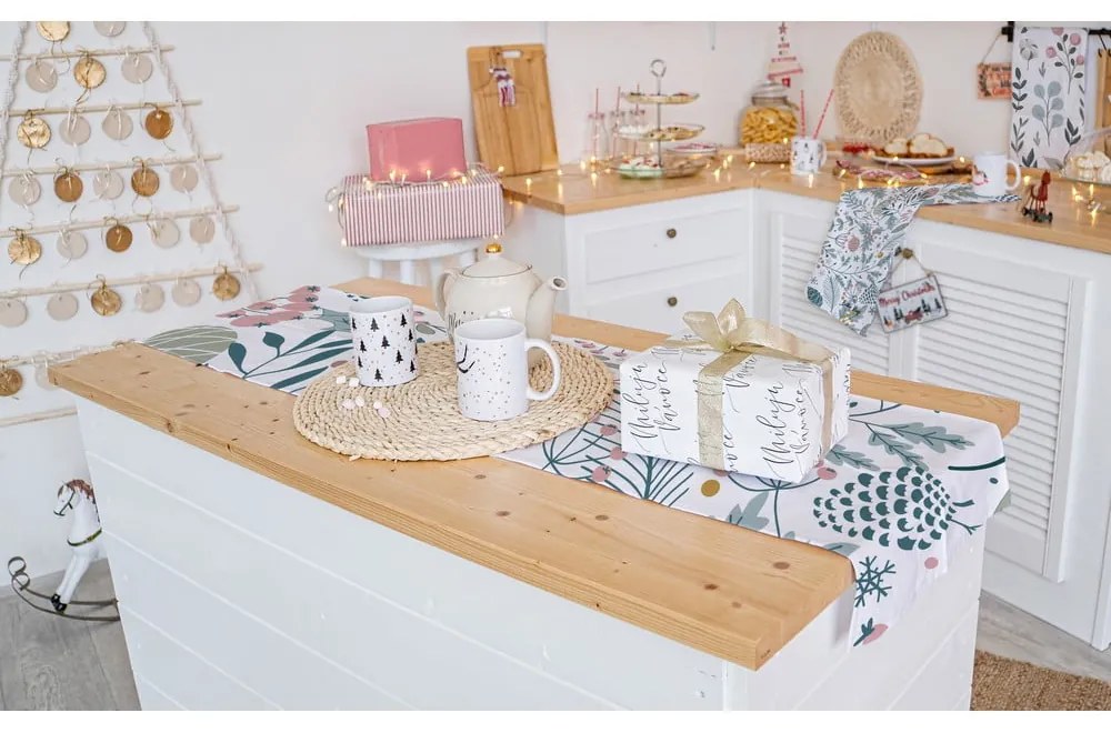 Коледна памучна покривка за маса 140x40 cm Pastel Christmas - Butter Kings