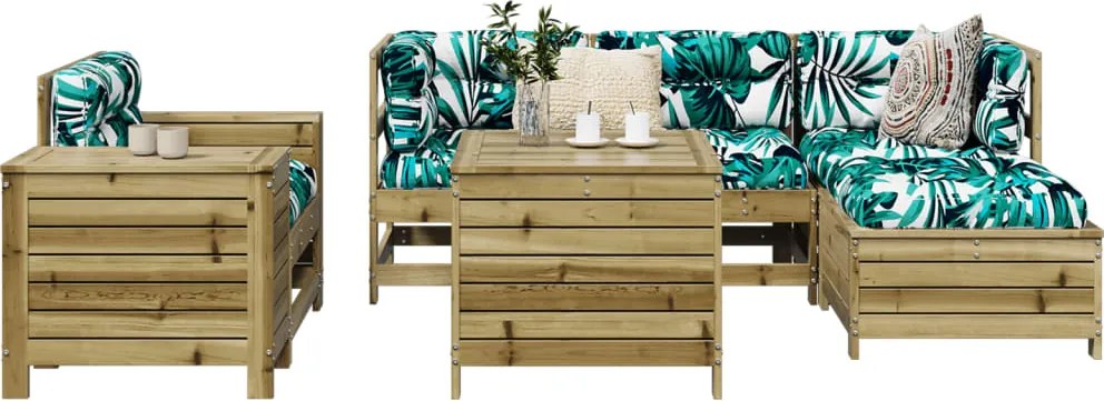 3250527 vidaXL Градински комплект диван от 7 части, импрегниран бор