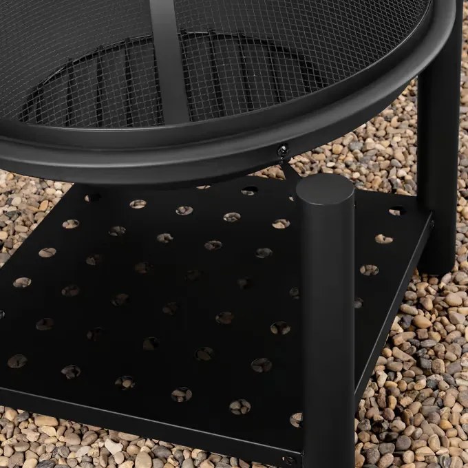 Градинска стоманена купа за огън с място за съхранение 55 см