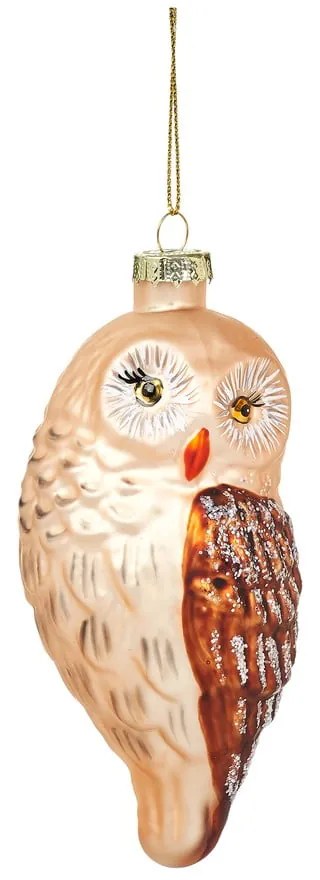 Стъклена ръчно изработена коледна украса 13 cm Owl – Sass & Belle