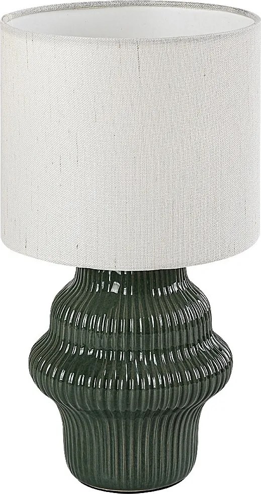Rabalux Glimo, настолна лампа, зелена керамична лампа с бял текстилен абажур, E14 1x