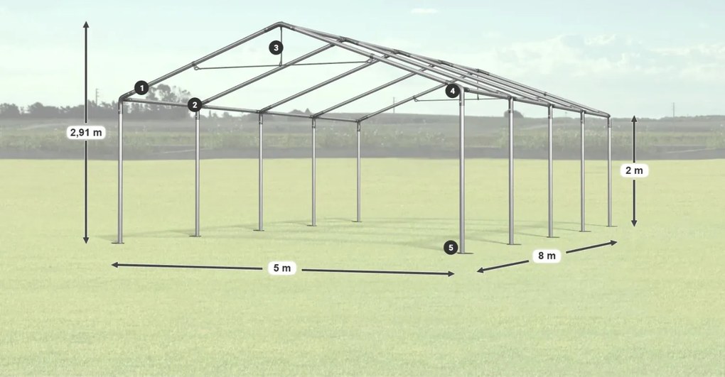 Парти шатрата 5x8x2m Comfort PE 240g Лято