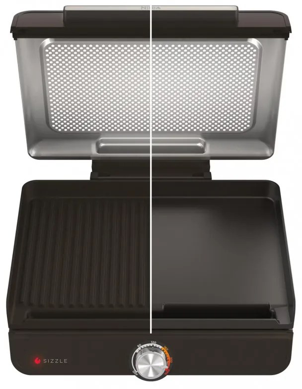 Електрическа скара Ninja GR101EU, 1450W, 28х37 см, Бързо загряване, 60-260C, 2 Плочи, Черен