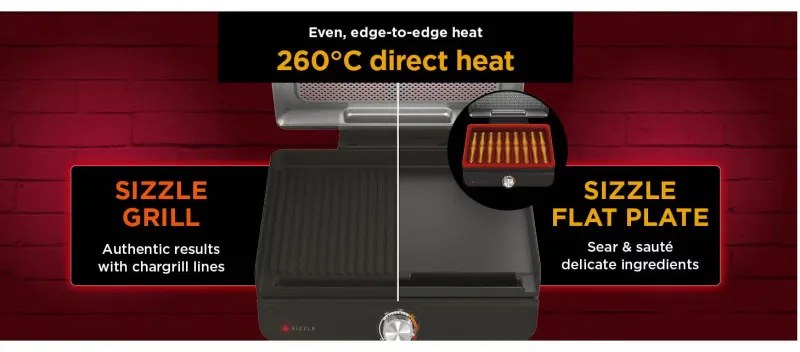 Електрическа скара Ninja GR101EU, 1450W, 28х37 см, Бързо загряване, 60-260C, 2 Плочи, Черен