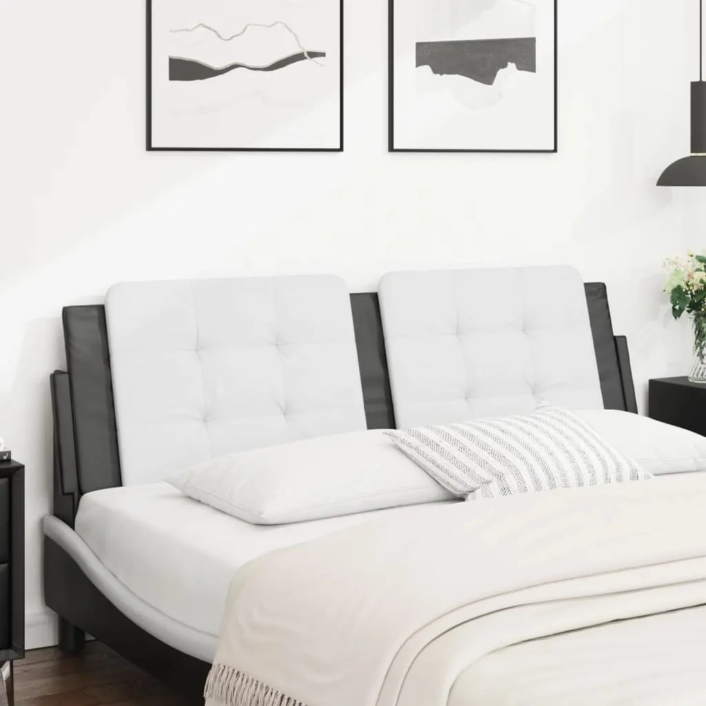 374871 vidaXL Мека табла за легло Zadar, бяла и черна, 160 см, изкуствена кожа