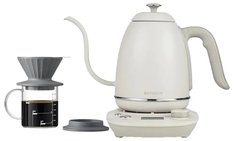 Електрическа кана Gooseneck BUYDEEM K821, 1000W, 0.8 л, Поддърждане на топло, NTC сензорна технология, LCD, Бял