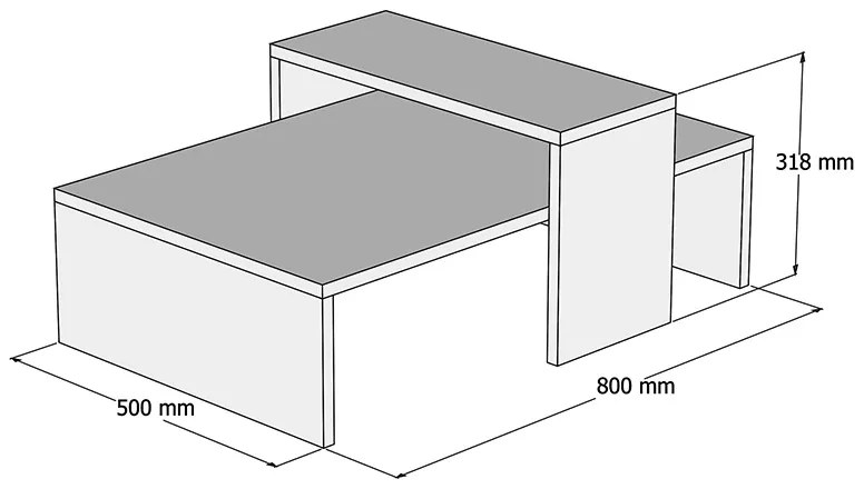 Кафе маса Глоу дъб-тъмно сиво 80x50x32 см