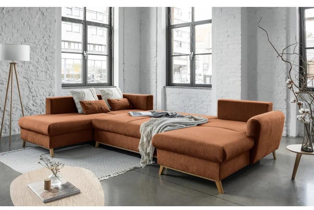 Оранжев U-образен разтегателен диван , ляв ъгъл Scandic Lagom - Miuform