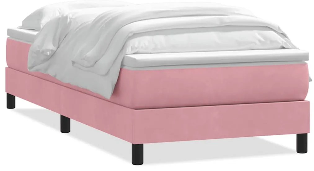 3315950 vidaXL Боксспринг легло с матрак, розово, 80x220 cm, кадифе