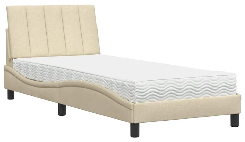 3310501 vidaXL Легло с матрак Hanko, кремаво, 90x190 см, плат