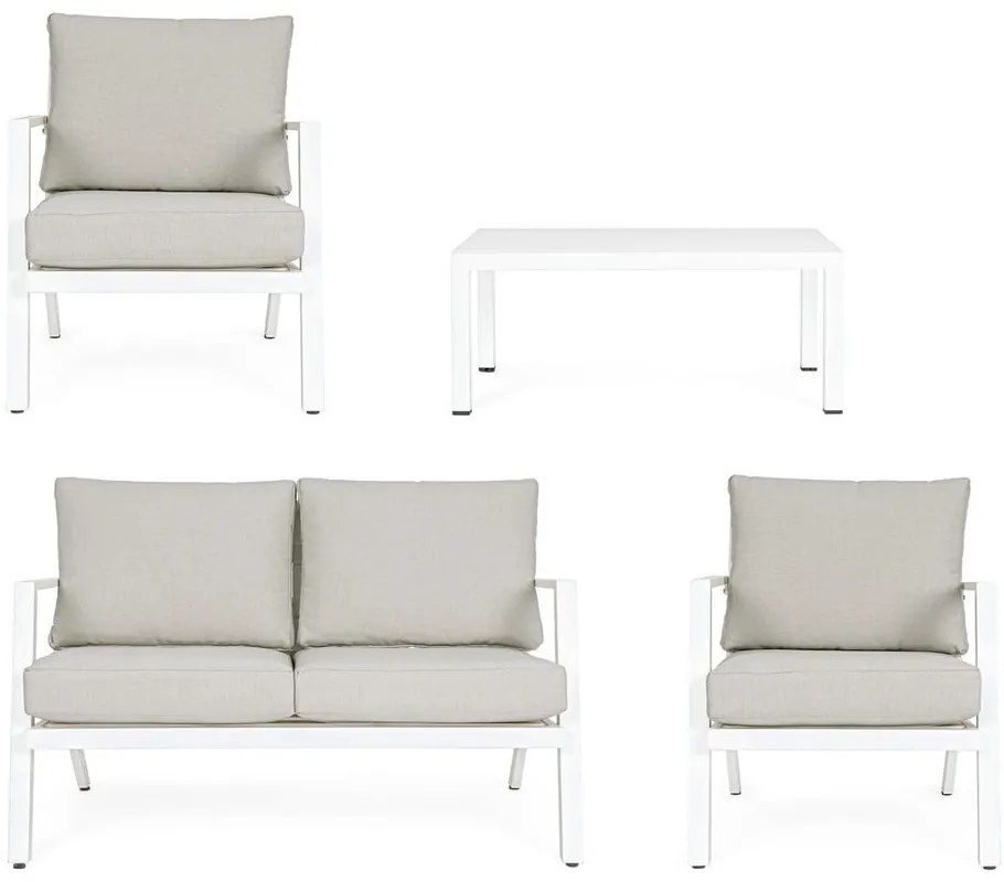 Бял алуминиев градински комплект от за отдих за 4 Harley – Bizzotto