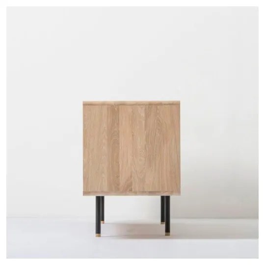 Черна/естествена маса за телевизор от масивен дъб 180x64 cm Fina – Gazzda