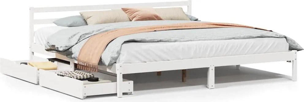 3301547 vidaXL Рамка за легло без матрак, бял, 180x200 см, бор масив