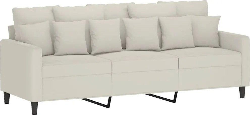 359321 vidaXL 3-местен диван, кремав, 180 см, кадифе