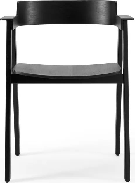 Черен трапезен стол с подлакътници от масивен дъб Flip – Gazzda