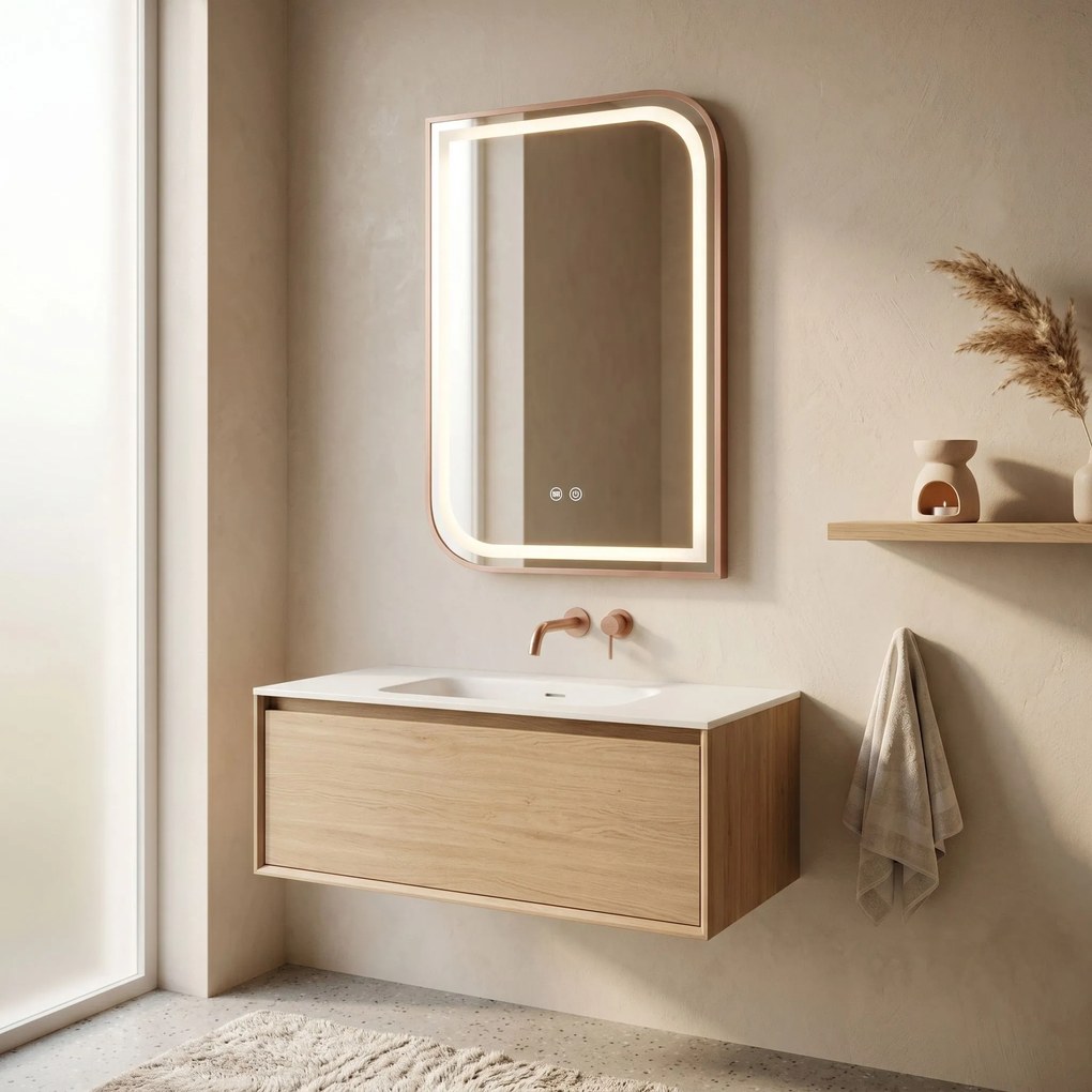 Огледало LED ZONE 70x50 BRUSH  ROSE GOLD