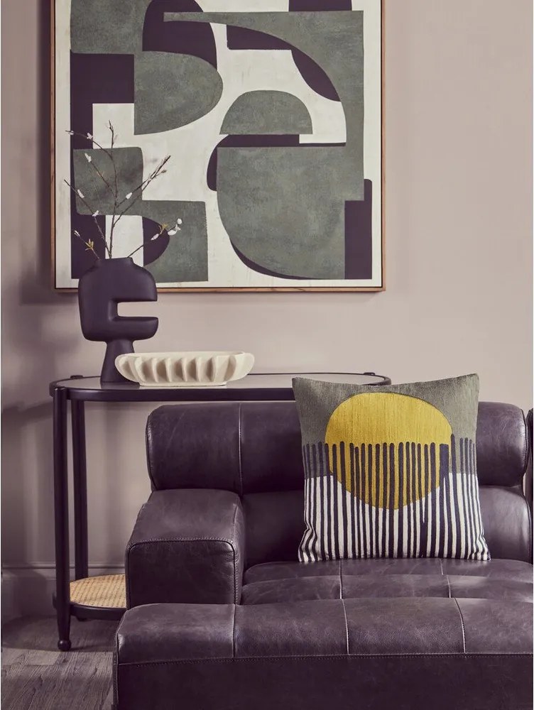 Черна/в естествен цвят конзолна маса със стъклен плот 49x100 cm Cebu – Premier Housewares