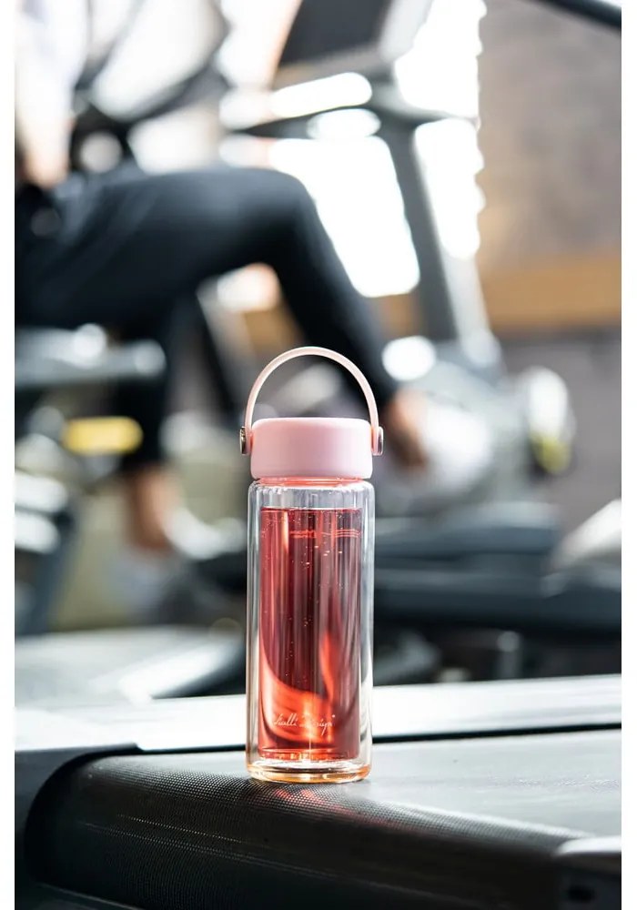 Розова стъклена бутилка 350 ml Fuori – Vialli Design