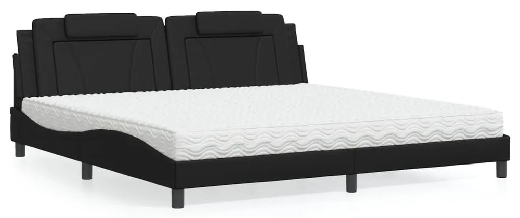 3208817 vidaXL Легло Viana без матрак, черно, 200x200 см, изкуствена кожа