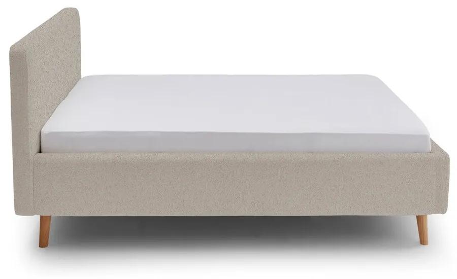 Бежово тапицирано двойно легло 160x200 cm Mattis - Meise Möbel