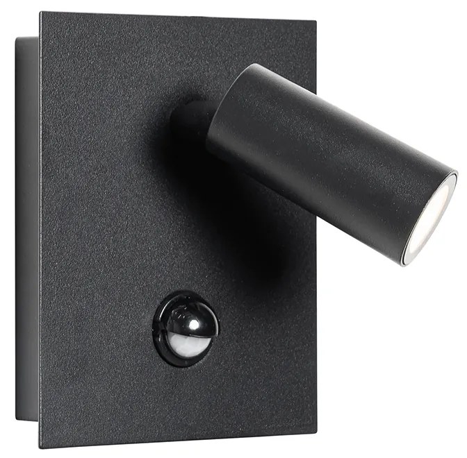 Външна стенна лампа черна с LED IP54 Сензор за движение - Simon