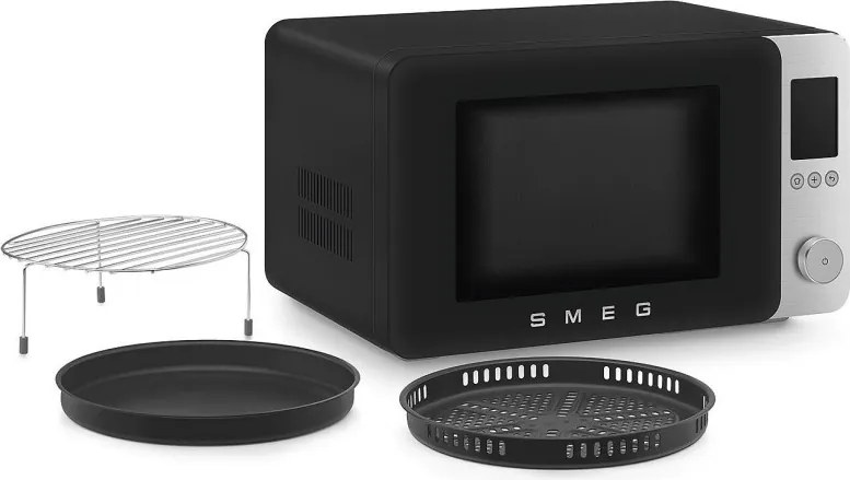 Комбинирана микровълнова фурна с горещ въздух SMEG Collezione MOC02BLMEU, 900W, 27 л, 25 програми, Плавно затваряне, Индивидуални настройки, Черен мат