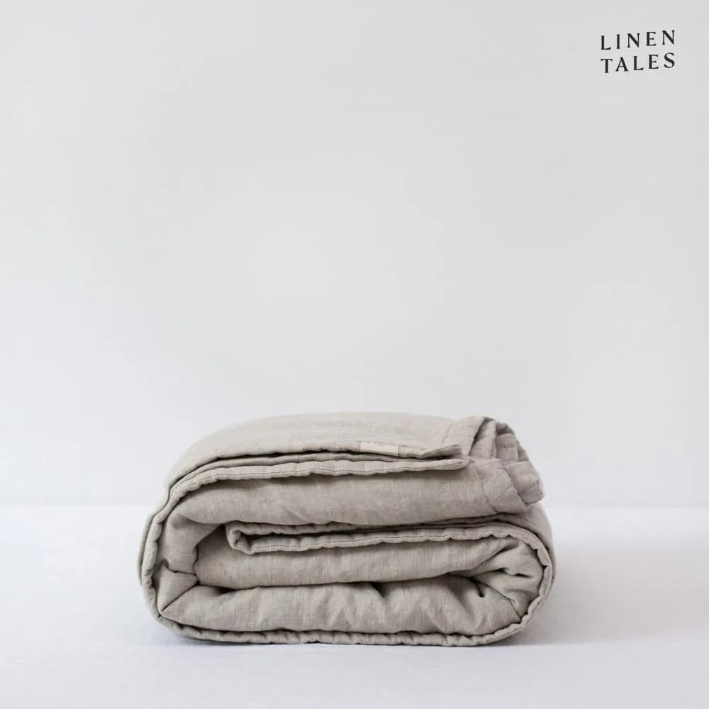 Ленена ватирана покривка за легло в естествен цвят 220x230 cm Melange – Linen Tales