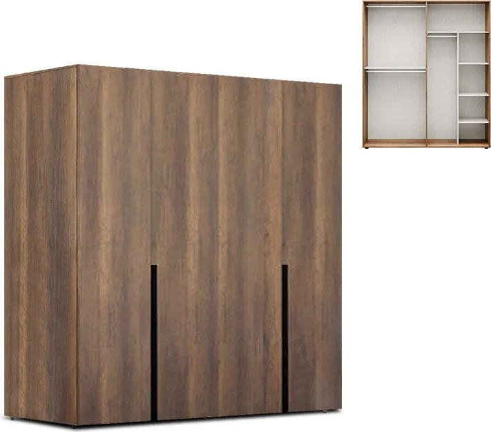 Меламинов гардероб Oryana с четири врати в орехов цвят 180x62x210см.
