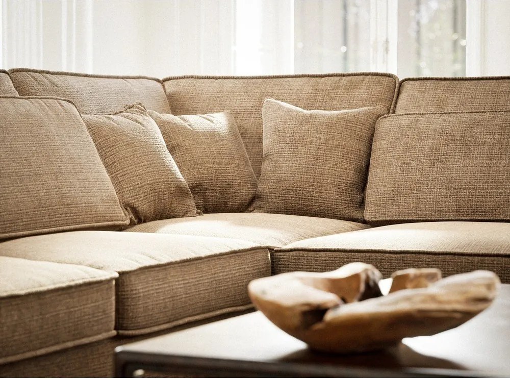 Светлокафяв шенилов ъглов диван (десен ъгъл/L форма) Kirou – Maison de Rêve