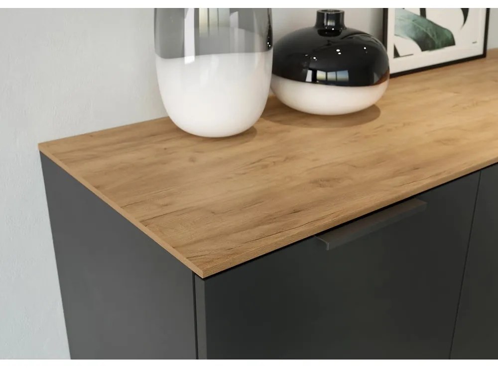 Сив висок скрин от дъб 109x146 cm California - Germania