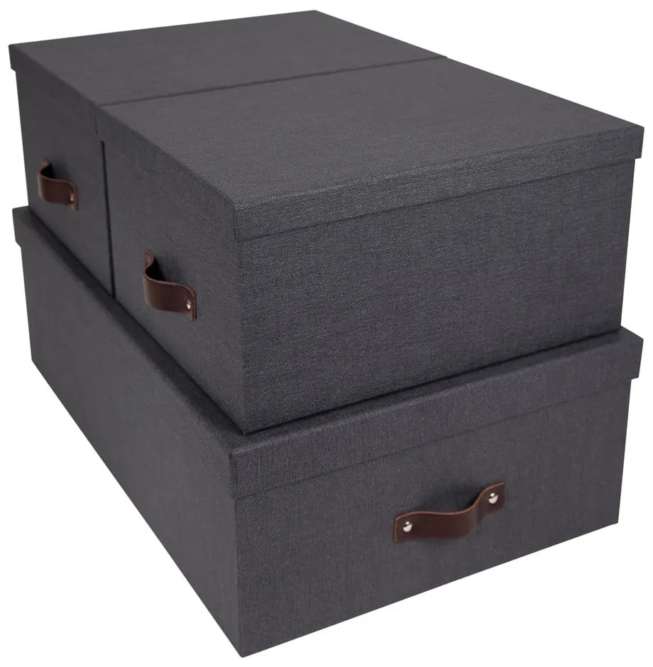 Комплект от 3 черни кутии за съхранение Inge - Bigso Box of Sweden