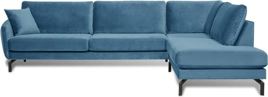 Ъглов диван от синьо кадифе (десен ъгъл) Magic - Scandic
