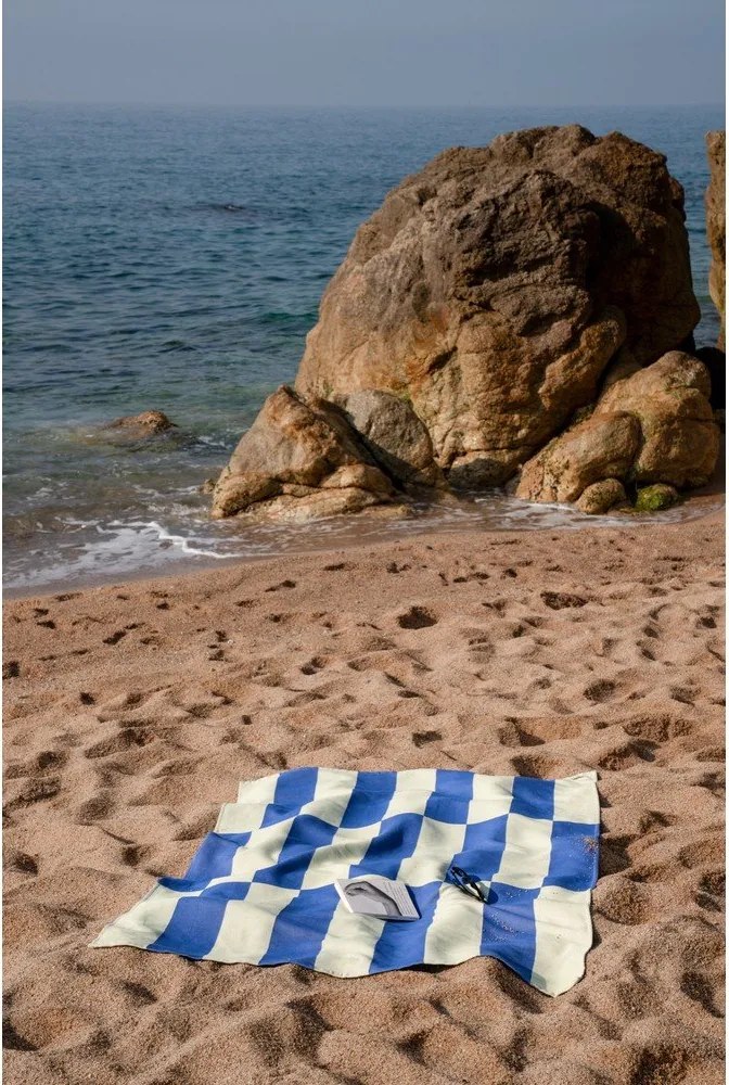 Светложълта/синя памучна плажна кърпа 100x160 cm Su – noo.ma