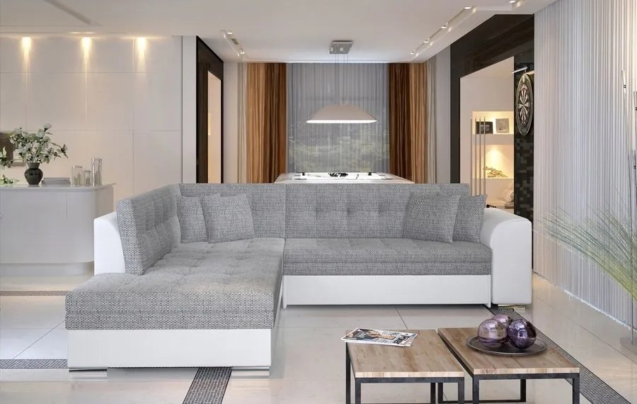 Ъглов диван Pueblo-Left-White - Gray Light