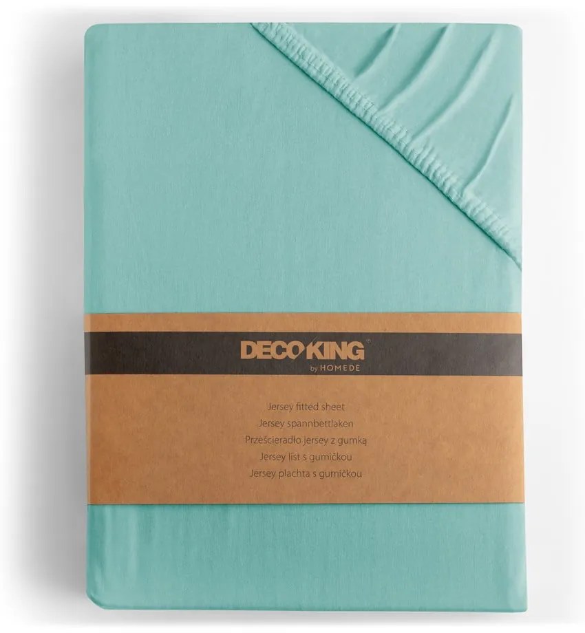 Тюркоазен еластичен чаршаф от джърси 160x200 cm Amber – Restilo