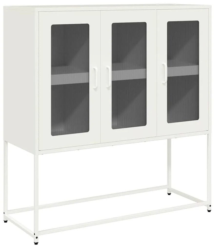 853409 vidaXL Бюфет, бял, 100,5x39x107 см, студеновалцувана стомана