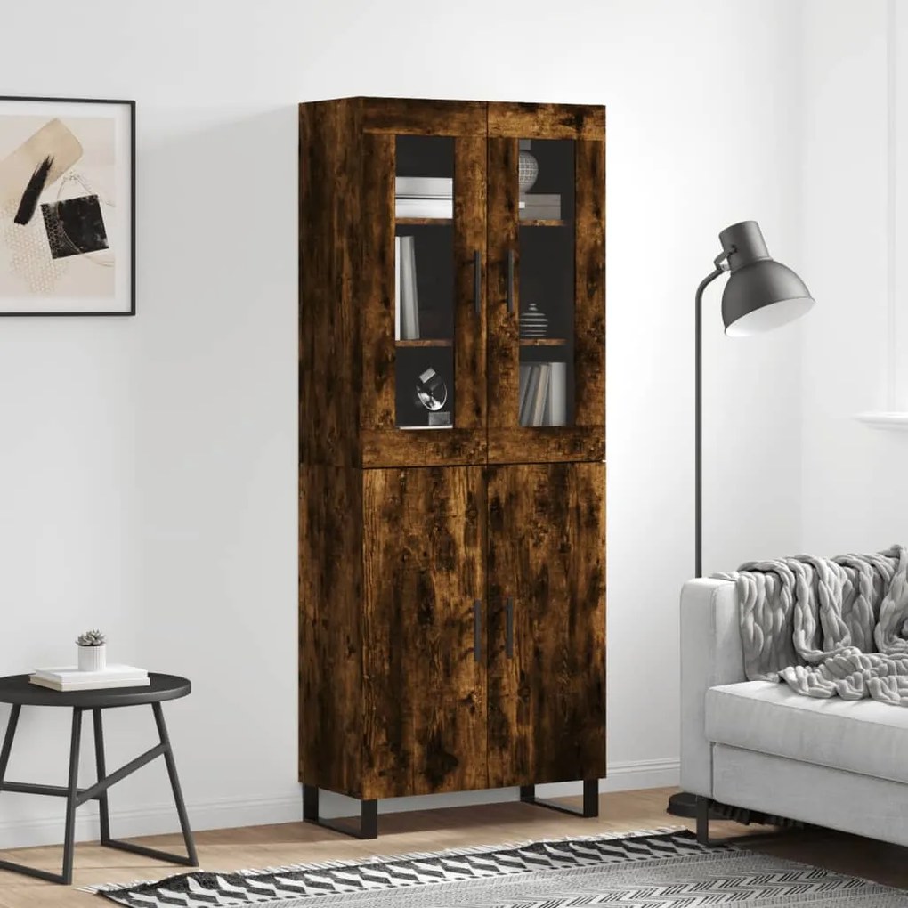 Sonata H Висок шкаф, опушен дъб, 69,5x34x180 см, инженерно дърво