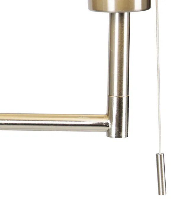 Класическа подова лампа стомана с бял регулируем абажур - Ladas