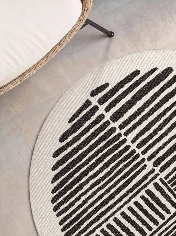 Черен/кремав кръгъл килим за открито и закрито ø 160 cm Haringey Bounds – Ted Baker