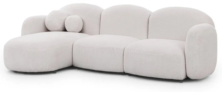 Кремав ъглов диван от прежда с примки от букле (ляв ъгъл) Orbit – Ropez