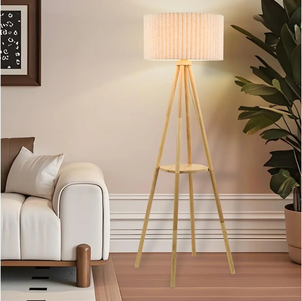 Brilagi - Подова лампа NORDIC WAVE 1xE27/15W/230V дърво/лен