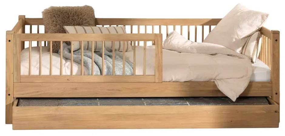 Детско разтегателно легло от масивен дъб с включена подматрачна рамка в естествен цвят 90x200 cm Forrest – Vipack