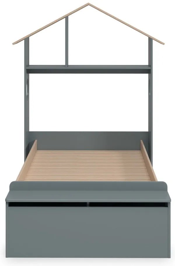 Къща детско легло 90x190 cm от декор от бор с място за съхранение с включена подматрачна рамка в естествен цвят/сиво-зелено Odessa – Marckeric