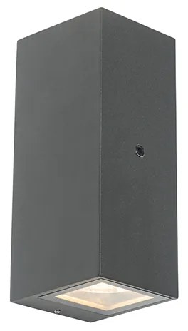 Стенен аплик сив 2-светлина IP44 със сензор за здрач - Baleno