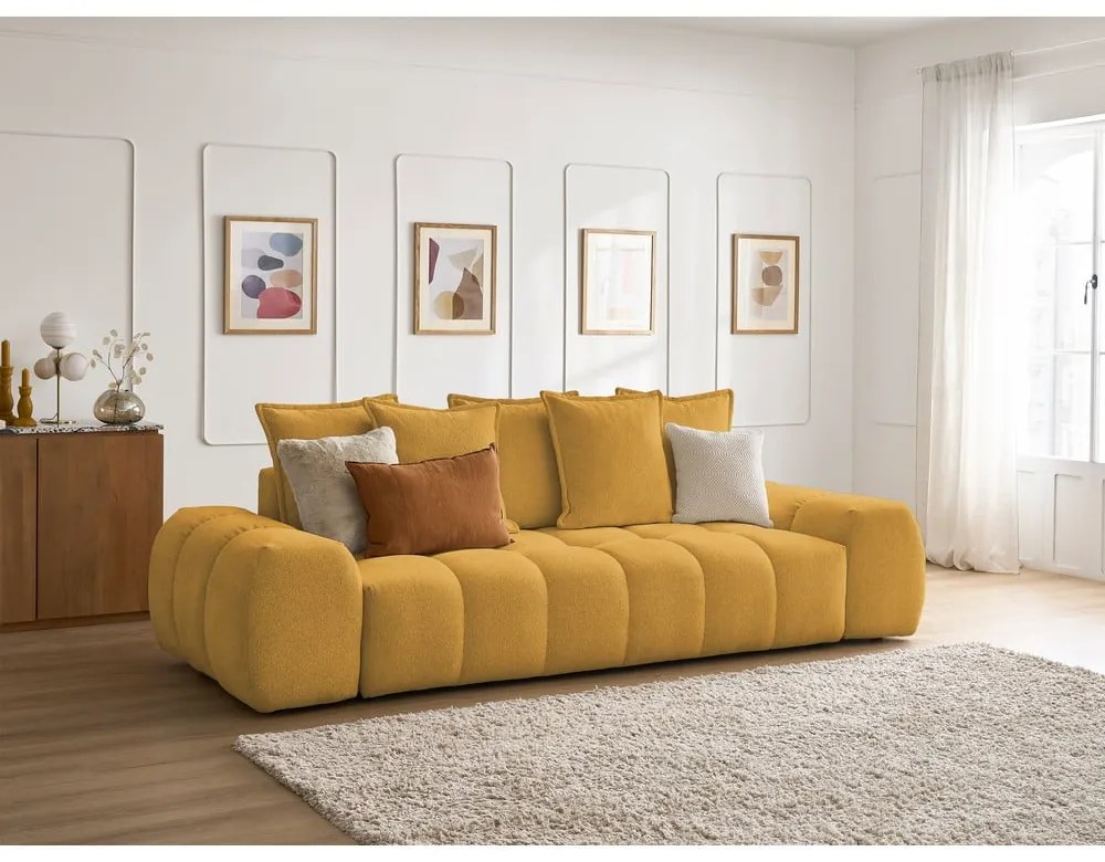 Шенилов диван в цвят горчица 278 cm Everest – Bobochic Paris