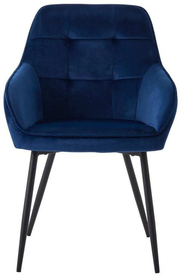Тъмносини тапицирани трапезни столове в комплект с подлакътници 2 бр. Nolan Square – Unique Furniture