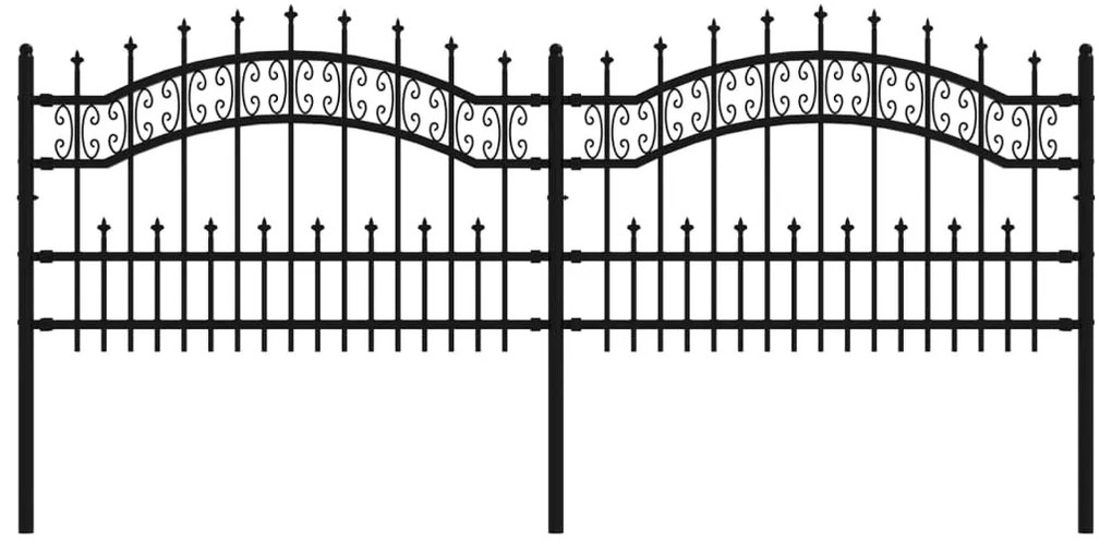 151084 vidaXL Градинска ограда с пики черна 115 см прахово боядисана стомана