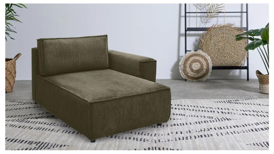 Светлозелен модул за диван от велур, десен ъгъл Nihad modular - Bobochic Paris